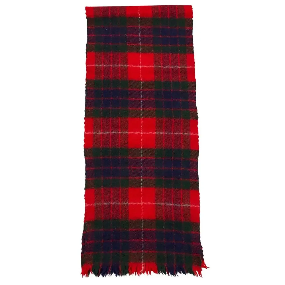 15-97(2) LOCHARRAN Vintage 100% New Wool Plaid Scarf Red 48